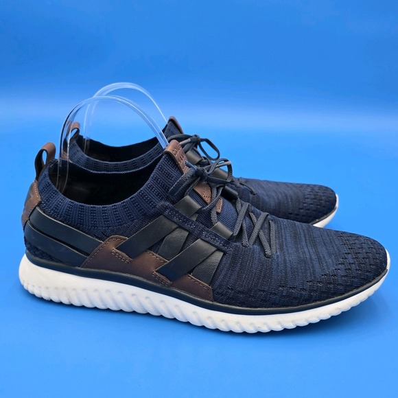 Mens Cole Haan Blue Woven Grand Motion Casual Comfort Shoes Sneakers Size 9M EUC - Picture 1 of 11